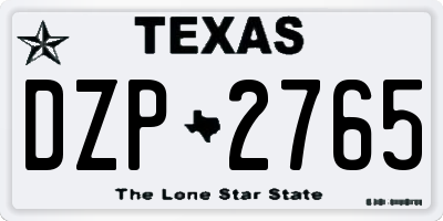 TX license plate DZP2765