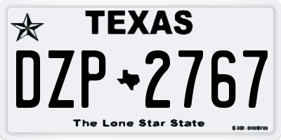 TX license plate DZP2767