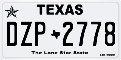 TX license plate DZP2778