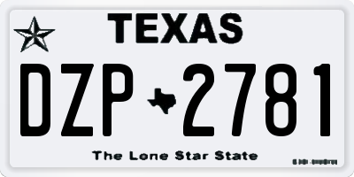TX license plate DZP2781