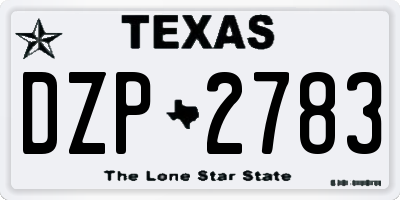 TX license plate DZP2783