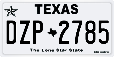 TX license plate DZP2785