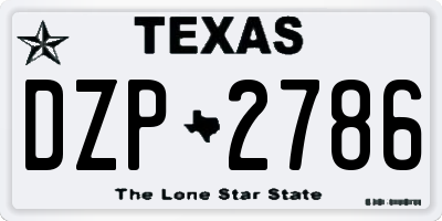 TX license plate DZP2786