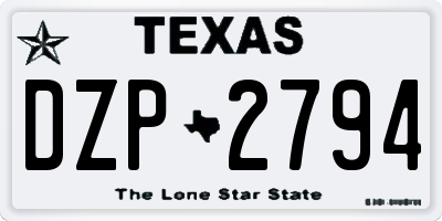TX license plate DZP2794