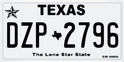 TX license plate DZP2796