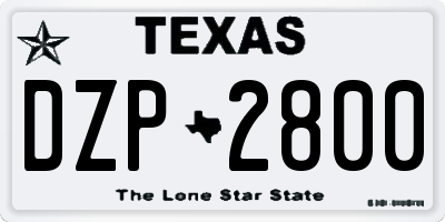 TX license plate DZP2800