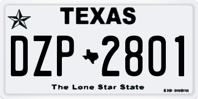 TX license plate DZP2801