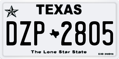 TX license plate DZP2805
