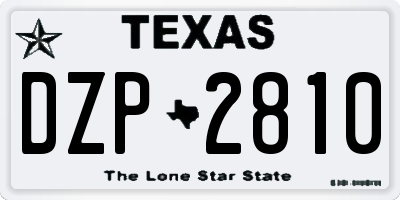 TX license plate DZP2810