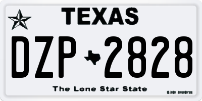 TX license plate DZP2828