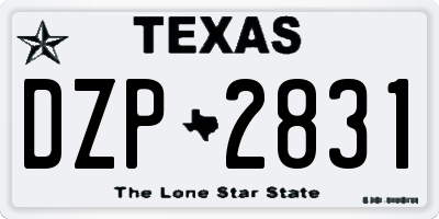 TX license plate DZP2831