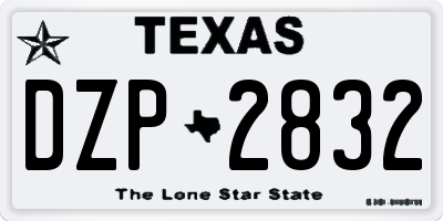TX license plate DZP2832