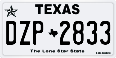 TX license plate DZP2833