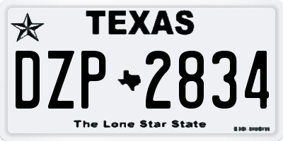 TX license plate DZP2834