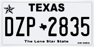 TX license plate DZP2835