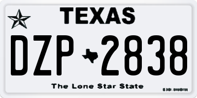 TX license plate DZP2838