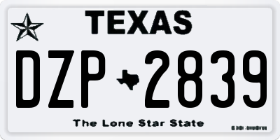 TX license plate DZP2839