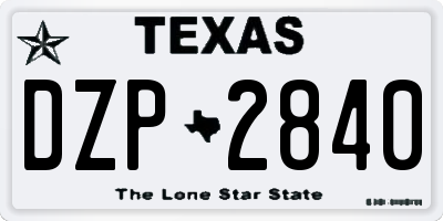 TX license plate DZP2840