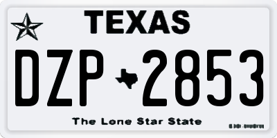 TX license plate DZP2853