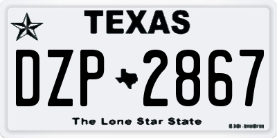 TX license plate DZP2867