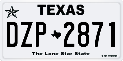 TX license plate DZP2871