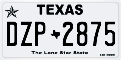 TX license plate DZP2875