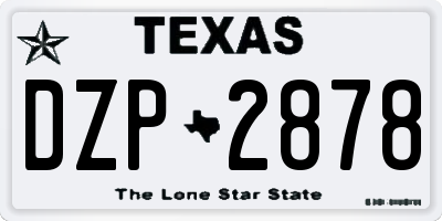 TX license plate DZP2878