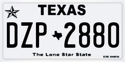TX license plate DZP2880