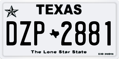 TX license plate DZP2881