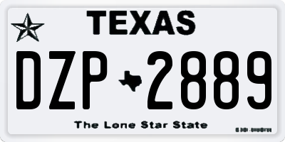 TX license plate DZP2889