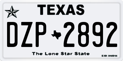 TX license plate DZP2892