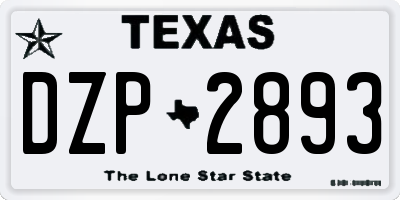 TX license plate DZP2893