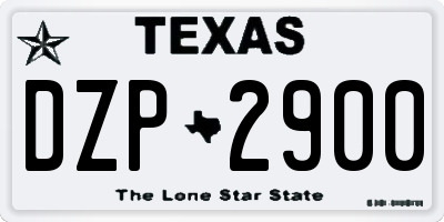TX license plate DZP2900