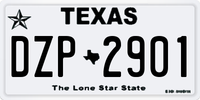 TX license plate DZP2901
