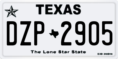 TX license plate DZP2905