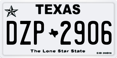 TX license plate DZP2906