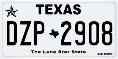 TX license plate DZP2908