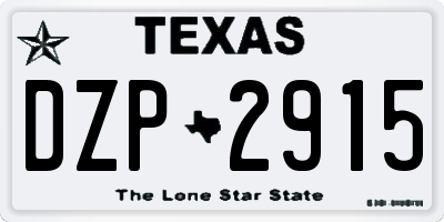 TX license plate DZP2915