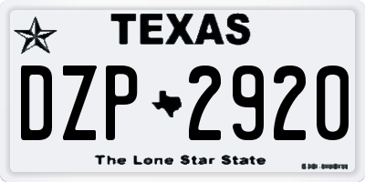 TX license plate DZP2920