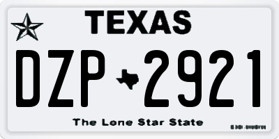 TX license plate DZP2921