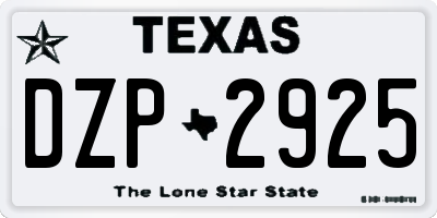 TX license plate DZP2925
