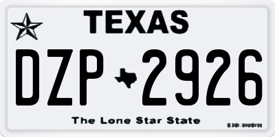 TX license plate DZP2926