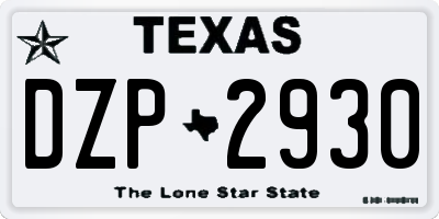 TX license plate DZP2930