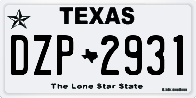 TX license plate DZP2931