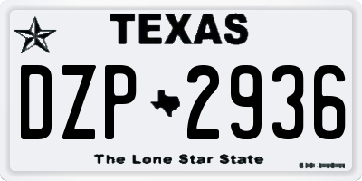 TX license plate DZP2936