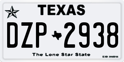 TX license plate DZP2938
