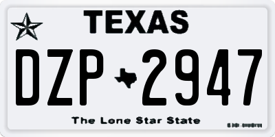 TX license plate DZP2947