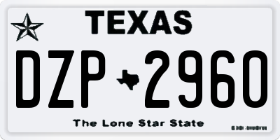 TX license plate DZP2960