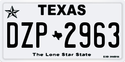 TX license plate DZP2963