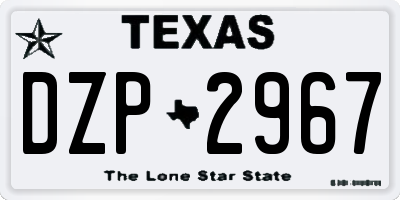TX license plate DZP2967
